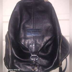 The Hundreds Black Leather Backpack